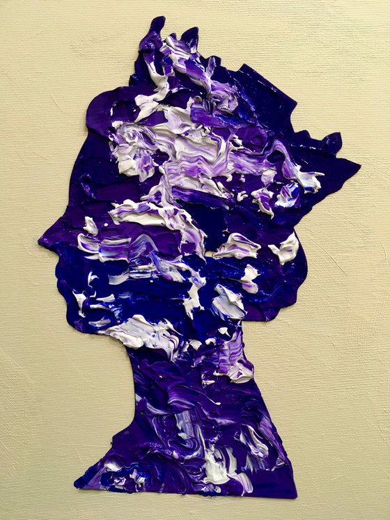 Queen #78 on ivory , purple and silver PAINTING INSPIRED BY QUEEN ELIZABETH PORTRAIT