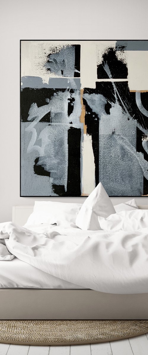 Abstraction No. 3322 black & white XXL by Anita Kaufmann
