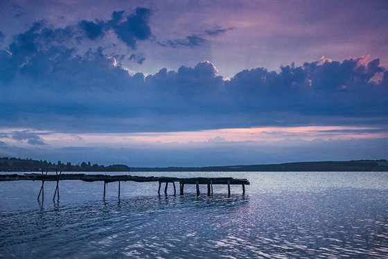 Pink evening over the river.