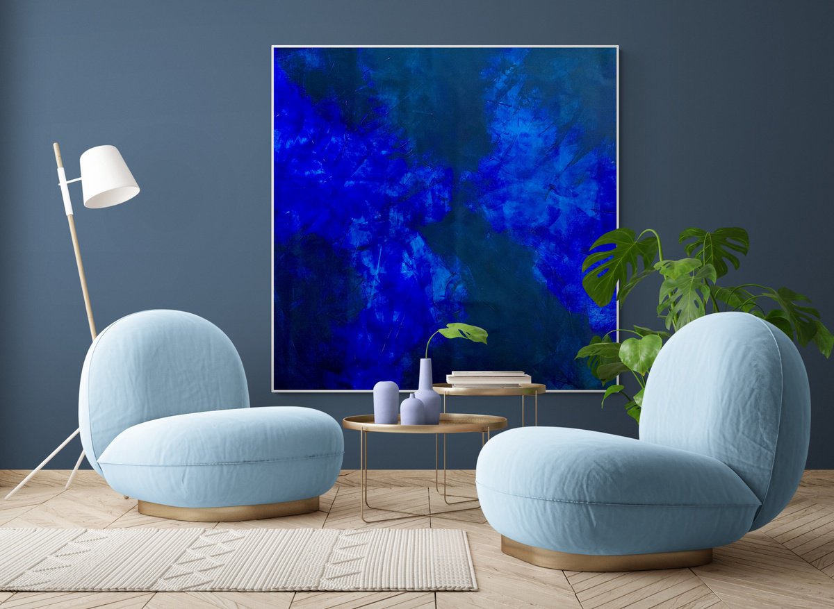 Abstract Acrylic Painting By Anita Kaufmann, 55 X 55, Beyond The Sea No. 3124, Original Artwork