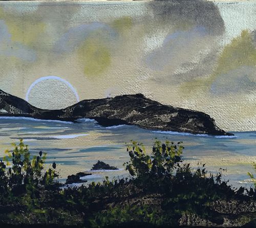 Sunrise over Lulworth Cove on Gold Leaf by Marja Brown