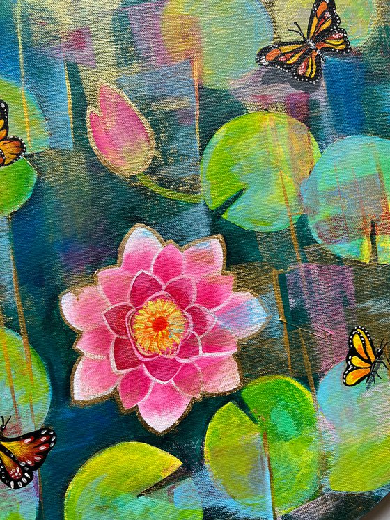 Water Lilies and Butterflies