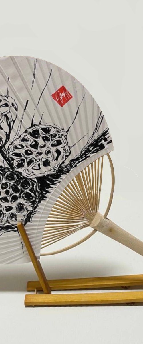 Lotus pods on fan by Guzel Min