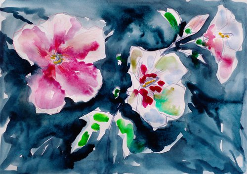 Hibiscus flower/Night by Oxana Raduga