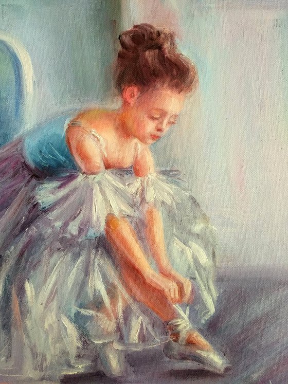 Ballet Painting Little Ballerina Nursery Art Kids Room Painting in Blue