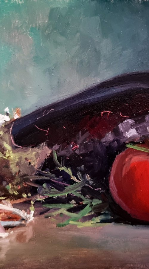 Eggplant and Tomatoes by Pascal Giroud