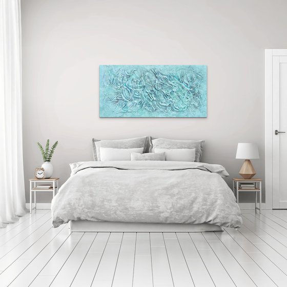 FOREVER IN A MOMENT. Abstract Blue, Teal Textured Painting