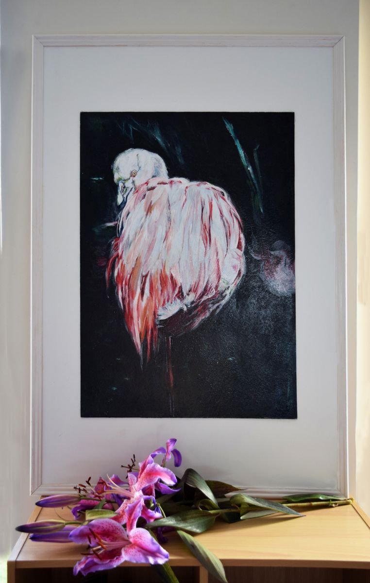 Flamingo / 90 cm x 61 cm by Anna Sidi-Yacoub