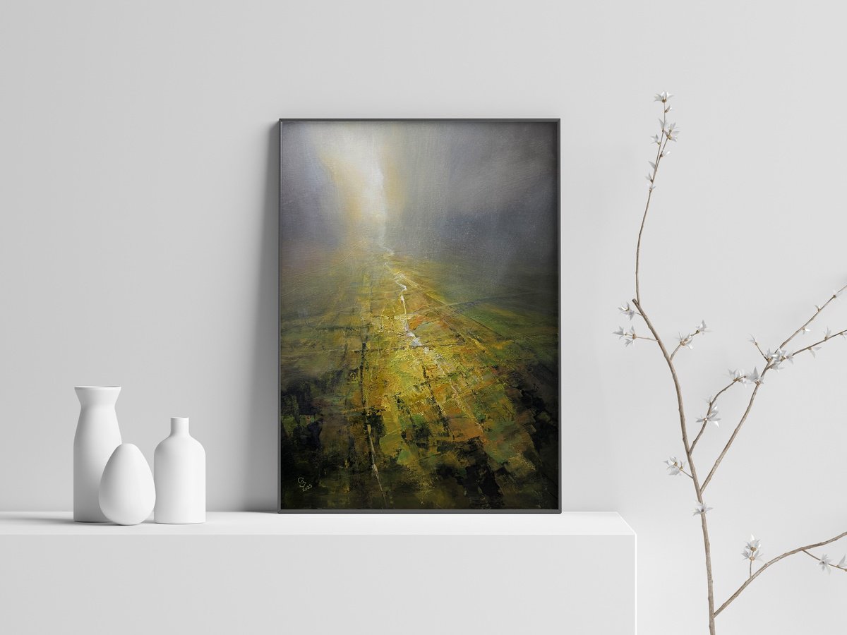 Organic Landscape Acrylic Painting By Ivan Grozdanovski, 20 X 28, Secret Of Green Valley - 24, Original Artwork