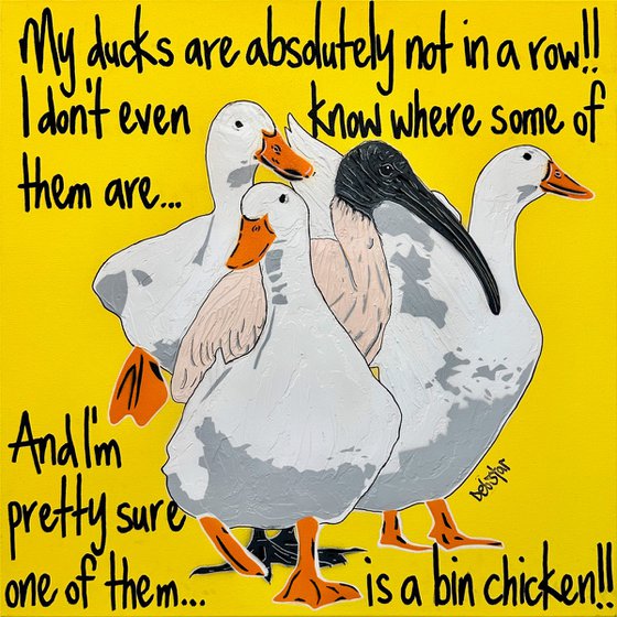 Ducks in a Row Yellow Bin Chicken 61cm x 61cm