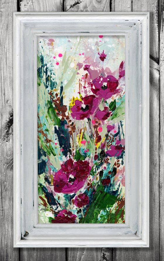 Floral Lullaby 2 - Framed Textured Floral Painting by Kathy Morton Stanion
