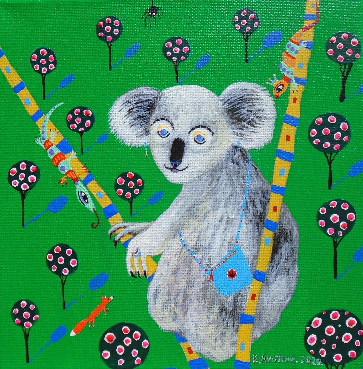 Impressionistic Animal Acrylic Painting By Katrina Avotina, 8 X 8", It