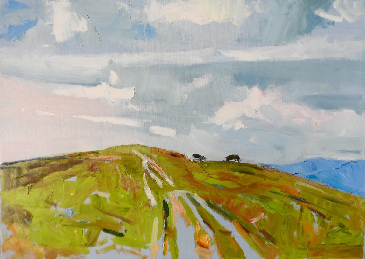 Impressionistic Landscape Oil Painting By Yehor Dulin, 28 X 20", "Thoughts About The Eternal ", Original Artwork