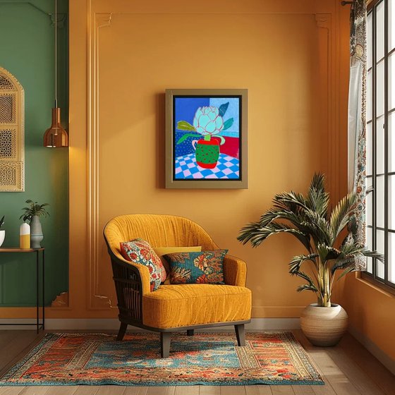 Artichoke in a Colorful Vase