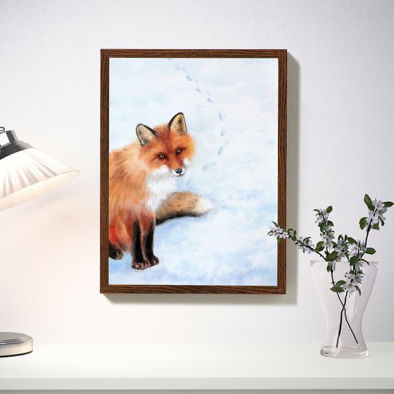 Red Fox Watercolor – Curious Fox - foxy