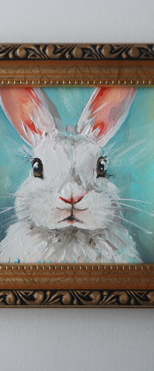 Bunny Painting Framed by Natalia Shaykina