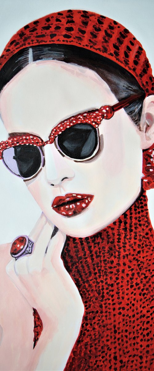 Girl with sunglasses / 90 x 50 x 2 cm by Alexandra Djokic