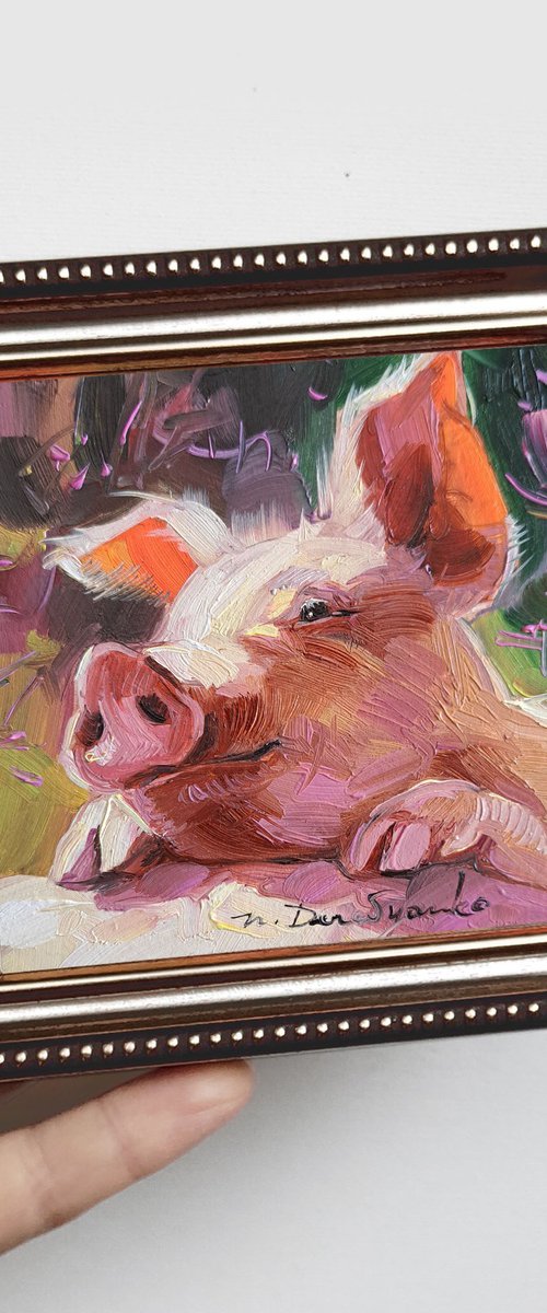 Pig painting by Nataly Derevyanko