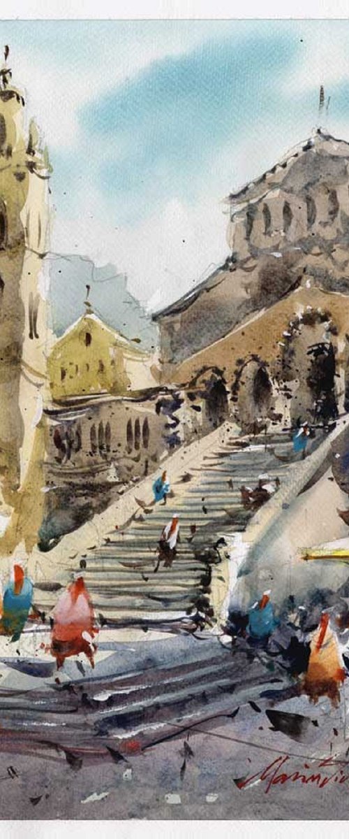 Amalfi, watercolor, 2024 by Marin Victor