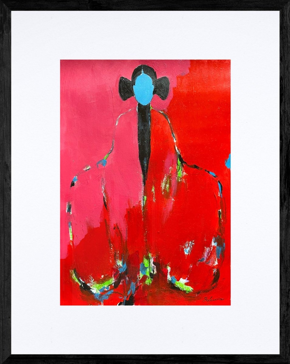 Abstract Portrait Painting By Gela Mikava, 14 X 17, Post-Alienation Series, Original Artwork