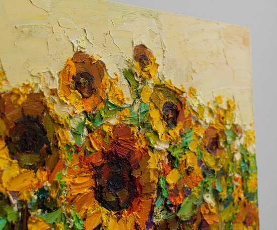 Sunflowers  Impasto Oil painting