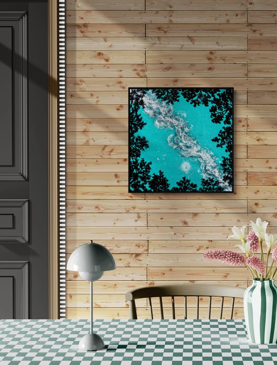Turquoise night – moonlit forest