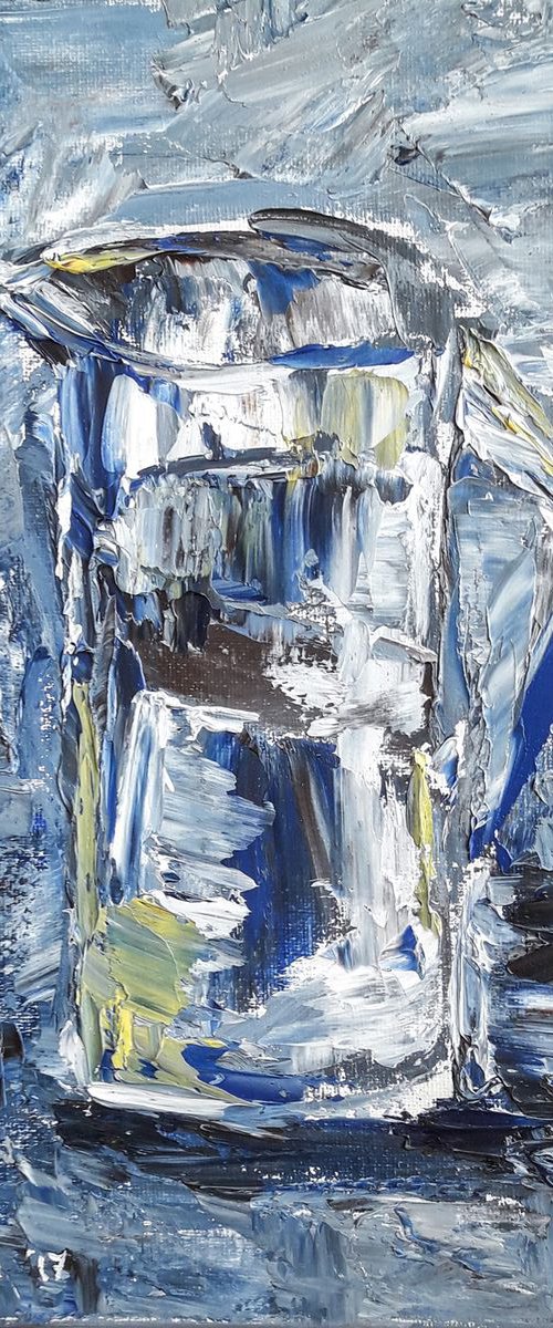 Blue Glass Gar - oil, 23x30cm by Olly Plano