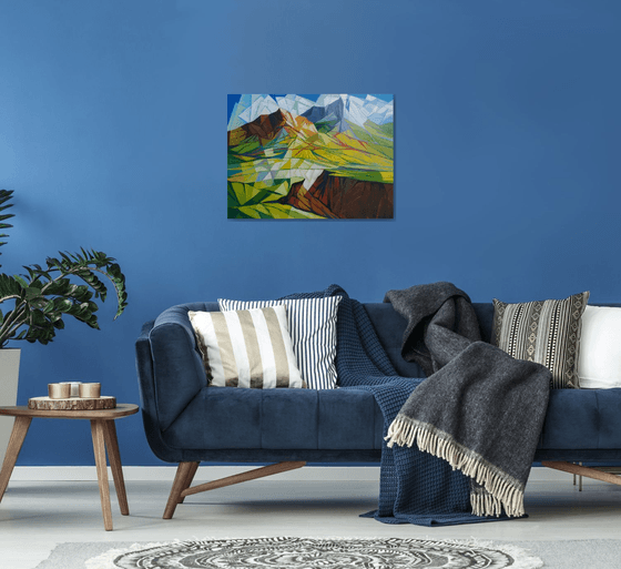 Cubism - Mountains - 2 (60x80cm, cubism, oil painting, ready to hang)