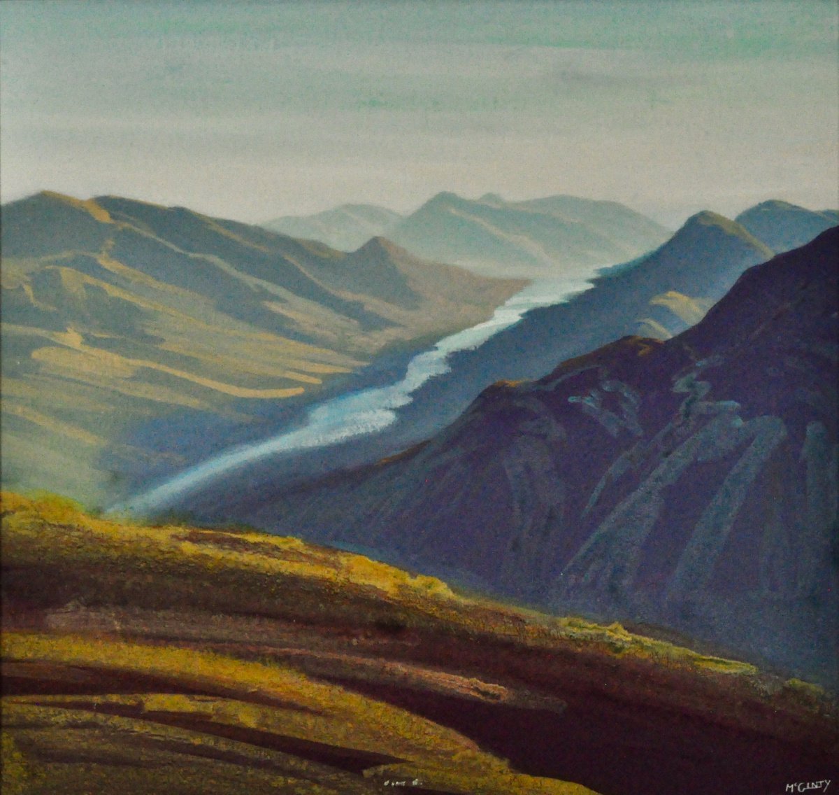 Expressive Landscape Acrylic Painting By Kevan Mcginty, 33 X 30", Loch Leven From The Mamores, Original Artwork