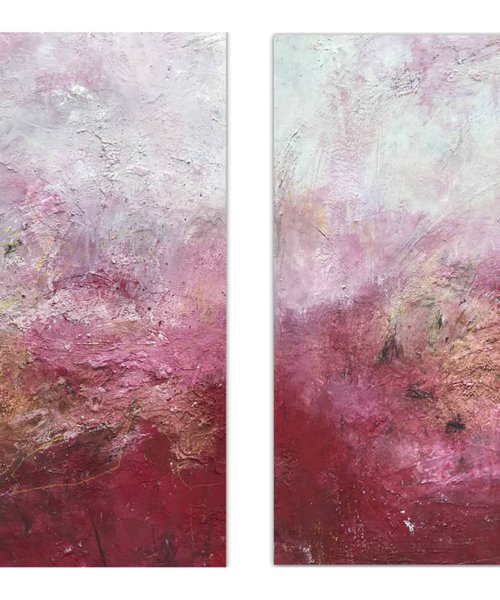Tierra del Fuego - contemporary diptych by Angela  Dierks