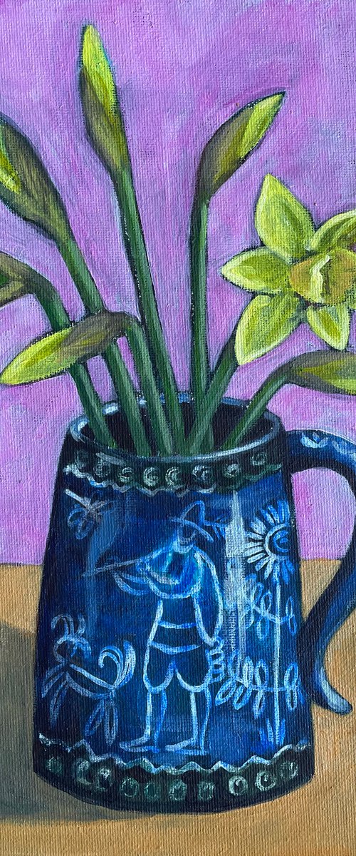 Daffodils in the Blue Tankard by Nina Shilling