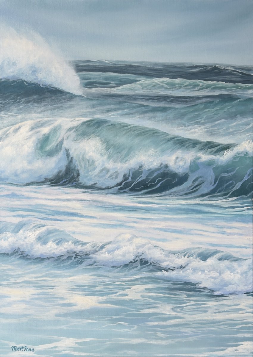 Photorealistic Landscape Oil Painting By Inna Martynenko, 20 X 28, Voice Of The Sea, Original Artwork