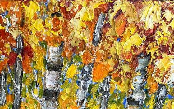 Aspen Trees impasto with Palette Knife