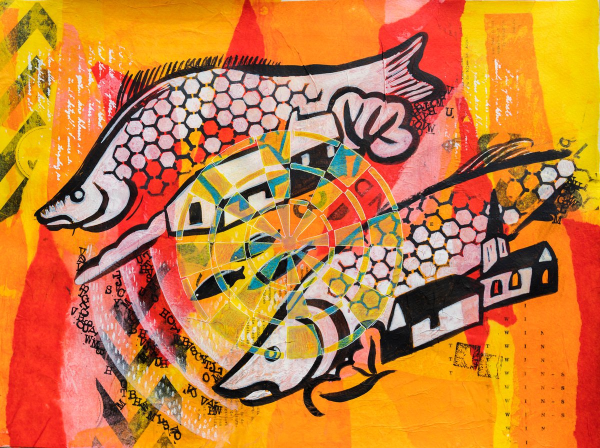 Illustrative Transport Collage By Ariadna De Raadt, 19 X 14, Calm Of Silence 2, Original Artwork