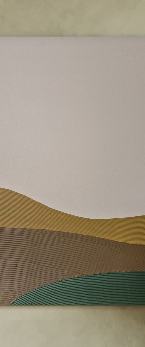 "Green Hills 2" Textured abstract green brown by Alex Zy