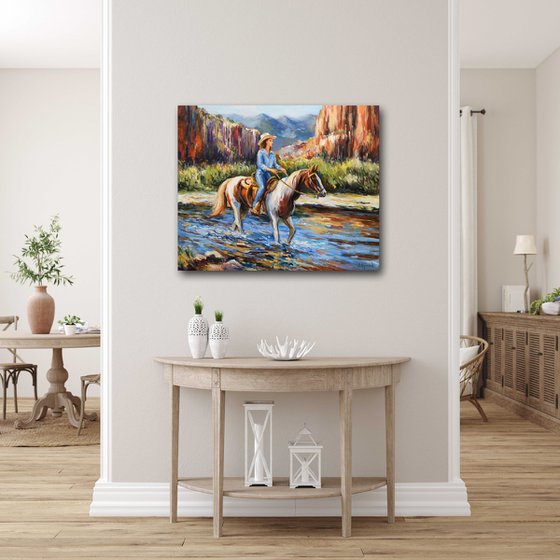 Cowgirl in the Canyon Light