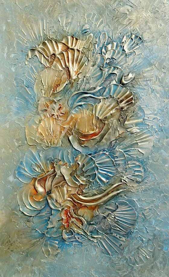 BEACH TREASURES III. Abstract Textured Florida Coastal Painting