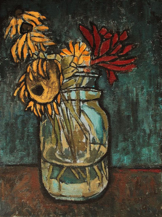 Flowers in a jar.