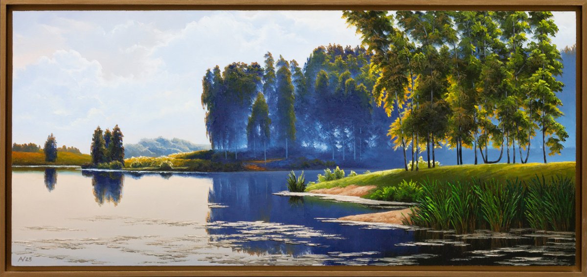 Fog Over The Pond By Oleksii Vylusk, 45 X 21, Artwork For Sale On Artfinder