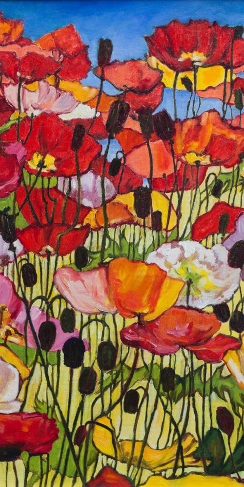 Colourful Poppy Field by Liudmila Pisliakova