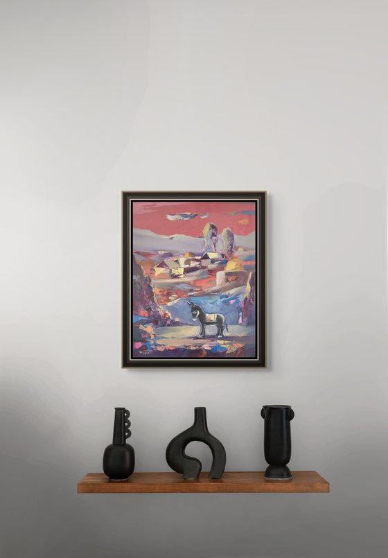 Village Under Crimson Sky