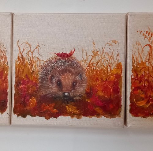 Autumnal Hedgehogs by Lee Campbell