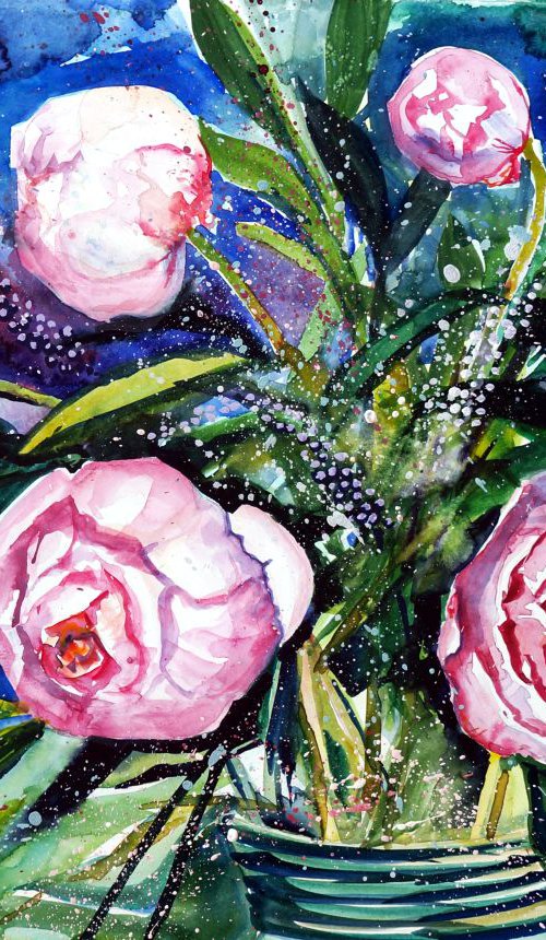 Peonies and Veronica by Julia  Rigby