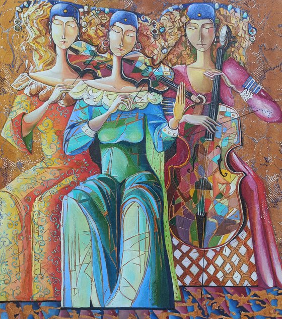 Trio (60x80cm, oil painting, modern art)