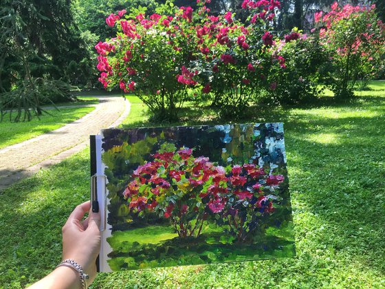 Rose garden large oil painting on canvas