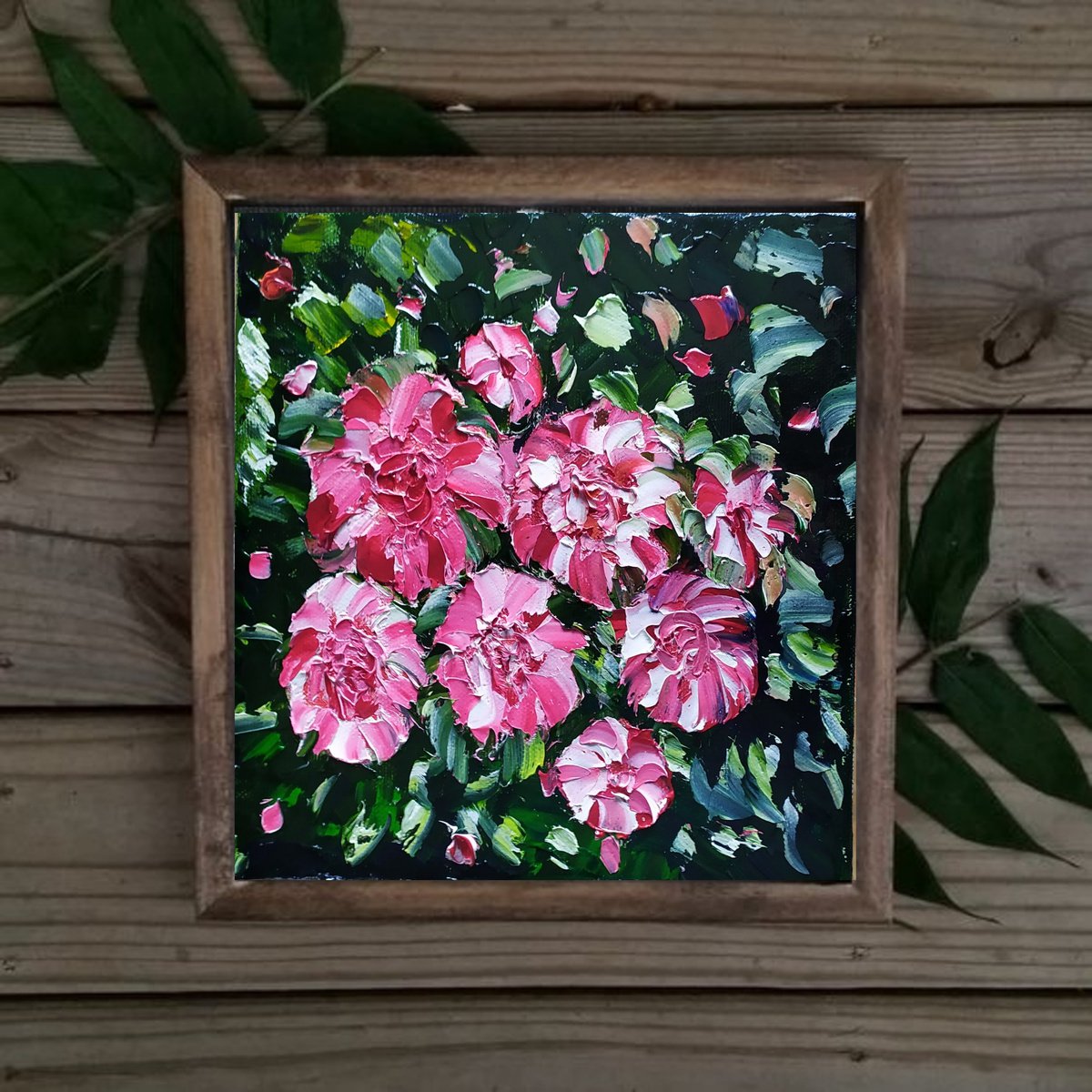 Peonies, small original flower oil painting, gift idea bedroom art by Nataliia Plakhotnyk