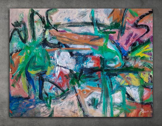 - Tuta Mondo N-4 - (H)96x(W)130 cm. Style of Willem de Kooning. Abstract Expressionism Painting