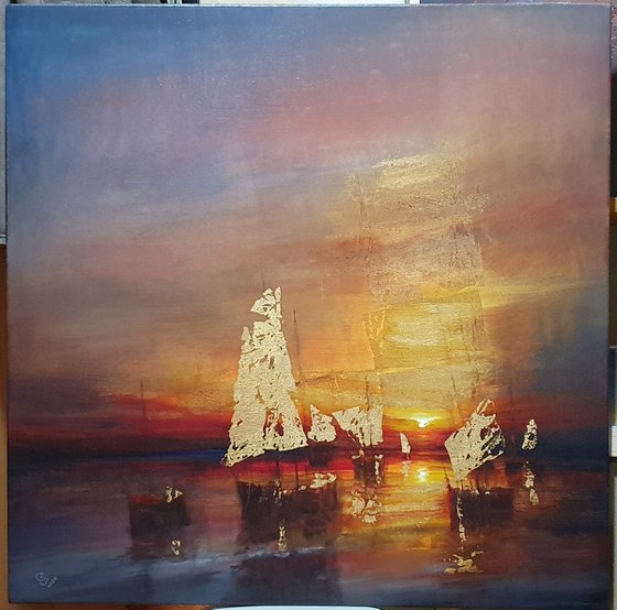 " Harbor of destroyed dreams - Delusions In A Golden Fleece " W 80 x H 80 cm