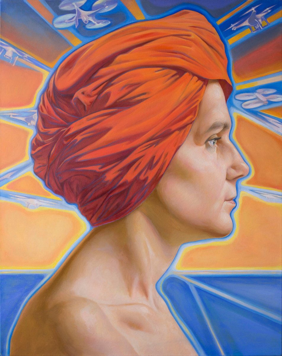 Photorealistic Portrait Oil Painting By Yaroslav Kurbanov, 39 X 47", A Brave New World, Original Artwork