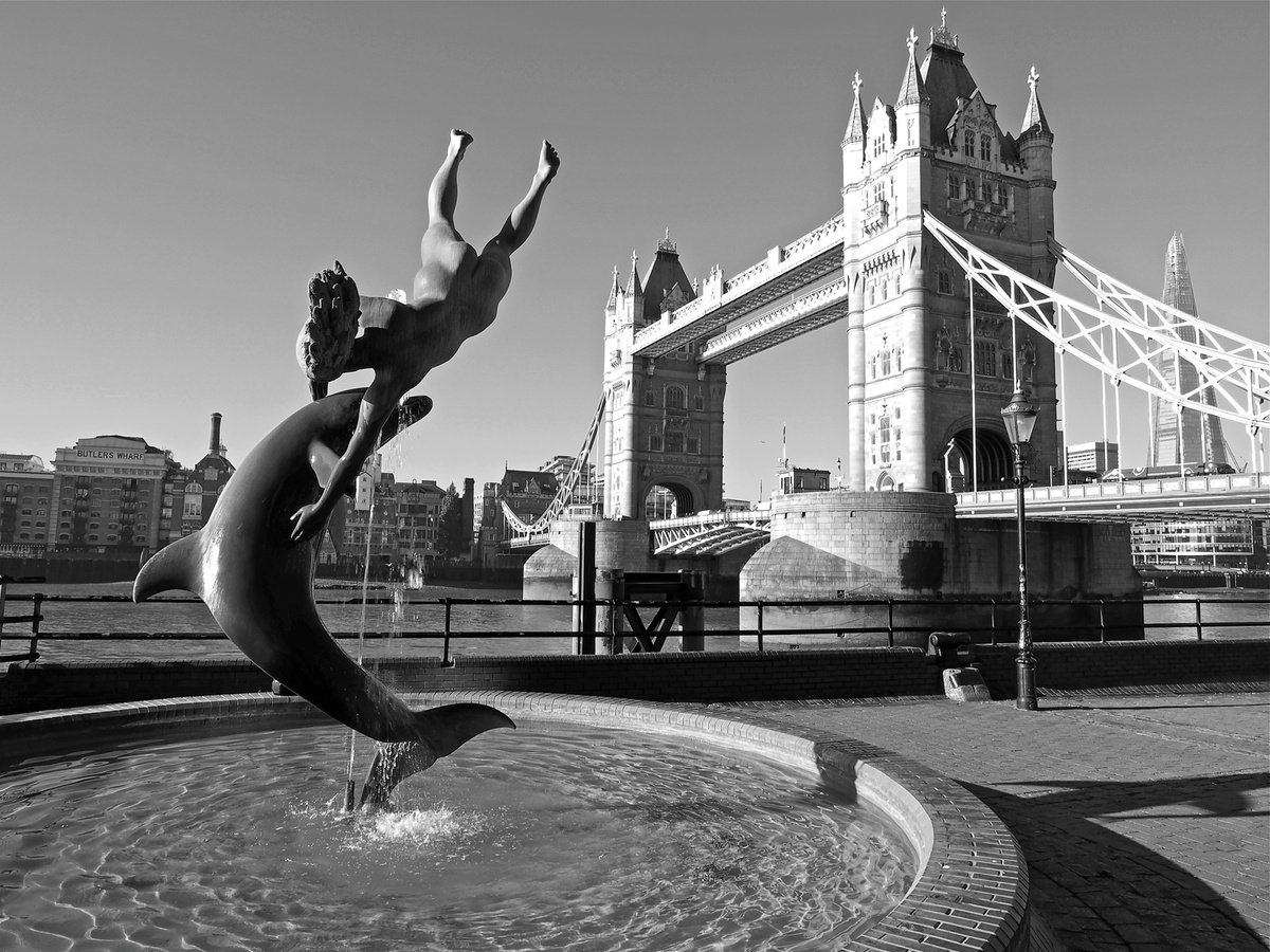 Photorealistic Cityscapes Photograph By Alex Cassels, 24 X 19, Girl With A Dolphin, Original Artwork